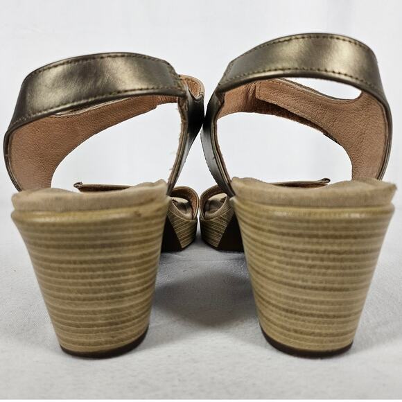 NAOT WOMEN'S BEIGE / GOLD STRAPPY PLATFORM BLOCK HEELS - SIZE 9.5 (40) - Picture 4 of 11